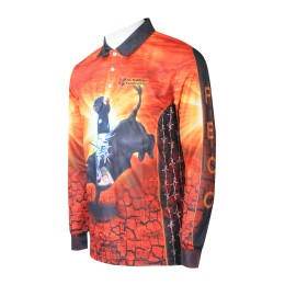 P1291   Supply men's sublimation long sleeve POLO fashion design whole sublimation POLO shirt printing sublimation supplier  Western cowboy riding competition for children P1291   Supply men's sublimation long sleeve POLO fashion design whole sublimation POLO shirt printing sublimation supplier  Western cowboy riding competition for children